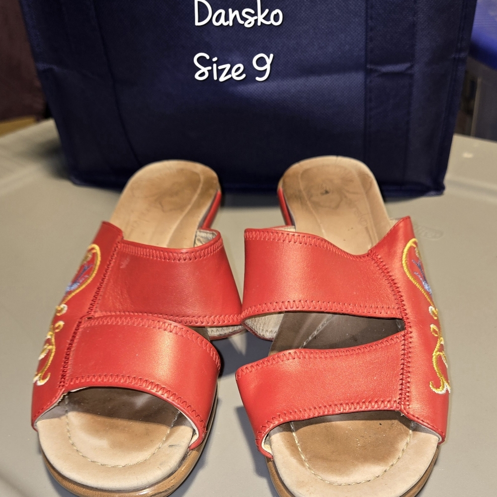 Dansko Red embroidered sandals